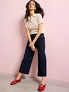 Mango Wide leg Cropped Jeans With Seam Detail