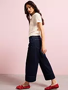 Mango Wide leg Cropped Jeans With Seam Detail