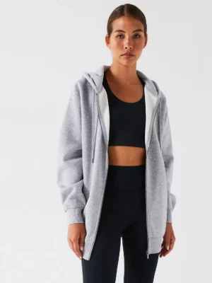 The Essential Oversized Zip Through Hoodie - Grey