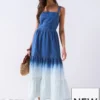 Ombre Tiered Denim Dress - Mid Wash