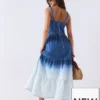 Ombre Tiered Denim Dress - Mid Wash