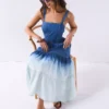 Ombre Tiered Denim Dress - Mid Wash