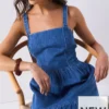 Ombre Tiered Denim Dress - Mid Wash