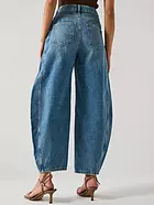 V by Very High Waist Barrel Leg Jeans - Mid Wash