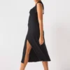 Rib Twist Front Dress - Black