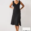 Rib Twist Front Dress - Black