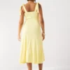 Rib Twist Front Dress - Yellow