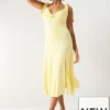 Rib Twist Front Dress - Yellow