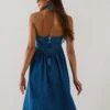 Denim Halter Amalfi Dress - Mid Wash
